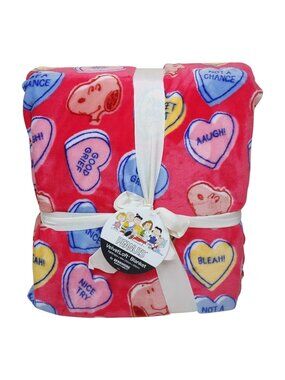 Peanuts Snoopy VelvetLoft Twin Blanket Berkshire 60x90" Sweatheart Valentines